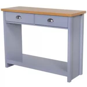 Homcom Console Table 2 Drawer Bottom Shelf Retro Style Oak And Grey