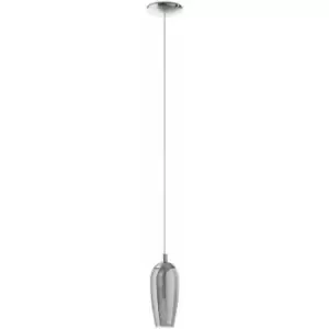 Pendant Light Satin Nickel Shade Black Clear Smoked Glass Granilla Bulb G9 1x3W