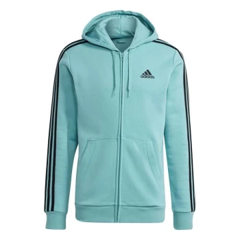 adidas Essentials Fleece 3-Stripes Full-Zip Hoodie Mens - Mint/Black