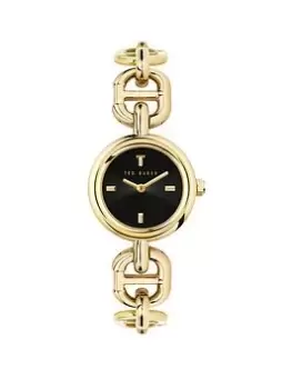 Ted Baker Margiot Stainless Steel Yellow-Gold Case Black Dial Stainless Steel Yellow-Gold Chain, Gold, Women