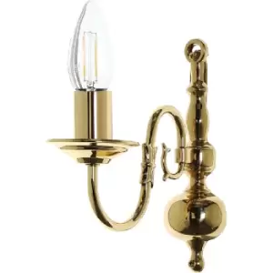 Impex Flemish 1 Light Polished Brass Candle Wall Lamp