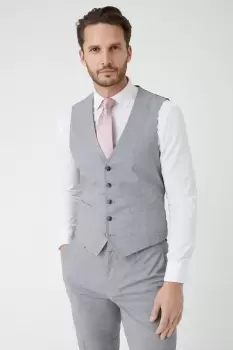 Mens Slim Fit Light Grey Textured Waistcoat