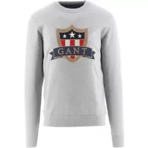 GANT Grey Melange Banner Shield Sweatshirt