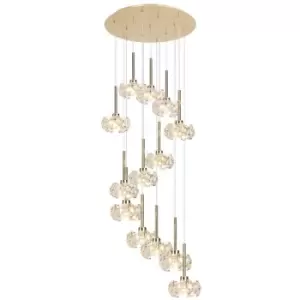 Luminosa Beluga 13 Light G9 2.5m Round Multiple Ceiling Pendant With French Gold And Crystal Shade