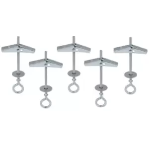 Plasterboard Spring Toggle Fixings With Screws Hollow Cavity Anchors Eye Hook - Size M4 x 75mm - Pack of 50