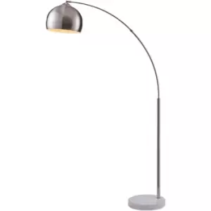 Arquer Arc Floor Lamp With Marble Base, Nickle Finished Shade - Nickle Shade / White Marble Base - 110 x 173 x 173 cm