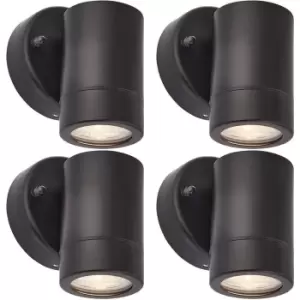 4 PACK Dimmable Outdoor IP44 Downlight - 7W GU10 LED - Matt Black & Glass