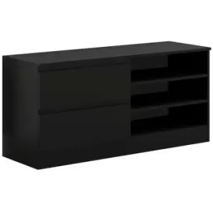 Narvik Modern 2 Drawer Open Shelving TV Unit - Matt Black - Black