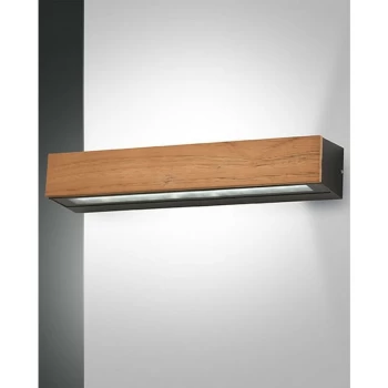 Fabas Luce Lighting - Fabas Luce Hazel Integrated LED Wall Light Teak Wood Glass, IP65