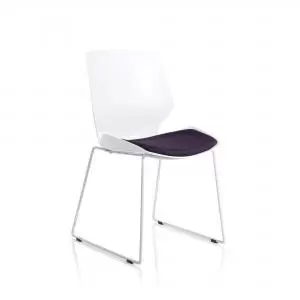 Florence Sled White Frame Bespoke Tansy Purple Fabric Visitor Chair