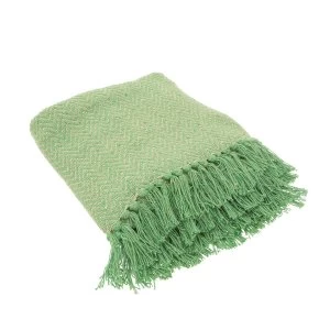 Sass & Belle Green Herringbone Blanket Throw