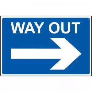 Way Out Arrow Right&rsquo; Sign; Non Adhesive Rigid PVC 600mm x