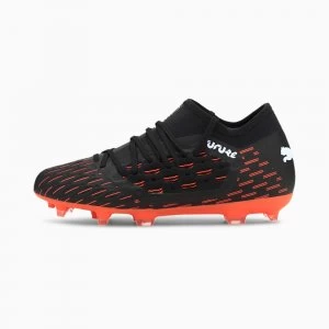 PUMA Future 6.3 NetFit FG/AG Youth Football Boots, Black/White/Shocking Orange Size 3 Shoes