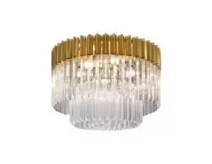 Ceiling Round 7 Light E14, Brass, Clear Glass, Item Weight: 15.3kg