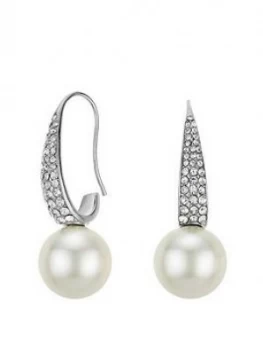 Mood White Pave Pearl Drop Earrings