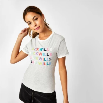 Jack Wills Kitcher Flock Graphic Ringer T-Shirt - Oatmeal