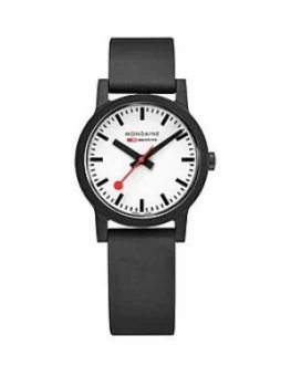 Mondaine Mondaine Swiss Made Essence Sustainable White And Black Detail 32Mm Dial Black Renewable Raw Material Strap Watch