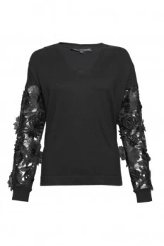 French Connection Manzoni Lace Sleeved Jumper Black