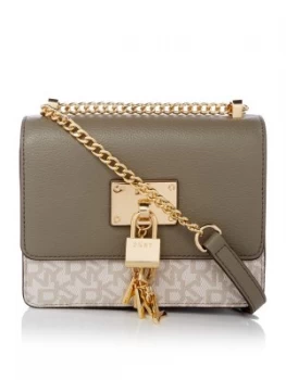 DKNY Elissa logo flap chain cross body bag Grey