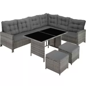 Tectake Garden Rattan Furniture Set Barletta - Grey With Grey Cushions