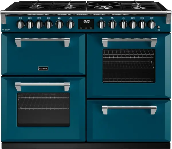 Stoves Richmond Deluxe ST DX RICH D1100DF KTE Dual Fuel Range Cooker - Kingfisher Teal - A Rated