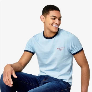 Jack Wills Casablanca Ringer T-Shirt - Sky Blue