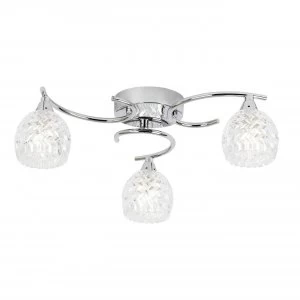 3 Light Semi Flush Multi Arm Ceiling Light Chrome, G9