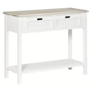 Homcom Console Table With Drawers And Shelf Sofa Table For Hallway Living Room White And Natural