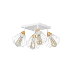 Vesta White Multi Arm Semi Flush Ceiling light Wire Shades 4x E27