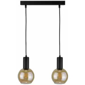 Keter Jantar Bar Pendant Ceiling Light Black, 50cm, 2x E27