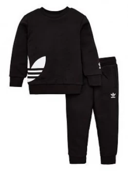 Adidas Originals Childrens Big Trefoil Crew Tracksuit - Black