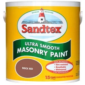 Sandtex Ultra smooth Brick red Smooth Masonry Paint 2.5L