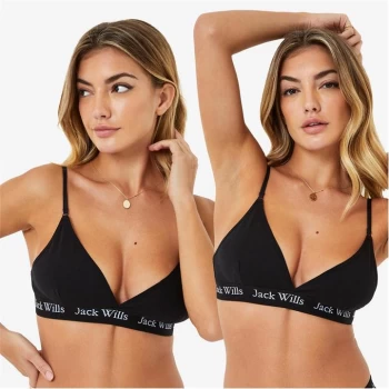 Jack Wills Biddstone Multipack Bralette 2 Pack - Black