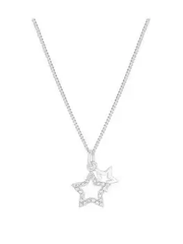 Simply Silver Sterling Silver 925 Cubic Zirconia Double Star Set - Gift Boxed