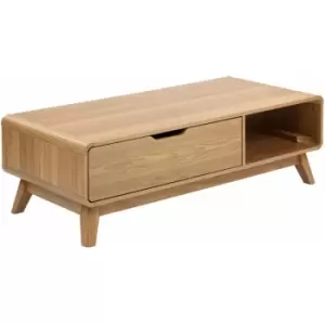 Bo Living - Oak colour Niva Rectangular Coffee Table with storage, W120xD54xH38cm - Oak