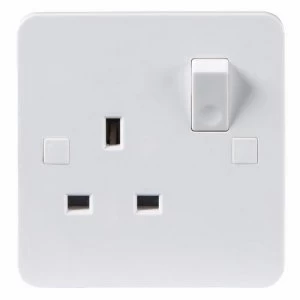 KnightsBridge Pure 4mm 13A White 1G Single 230V UK 3 Pin Switched Electric Wall Socket