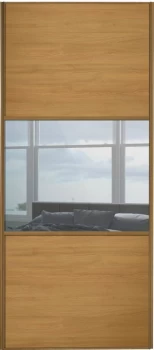 Wickes Sliding Wardrobe Door Wideline Oak Panel and Mirror - 2220 x 762mm