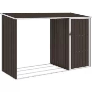 Garden Firewood Shed Brown 245x98x159cm Galvanised Steel Vidaxl Brown