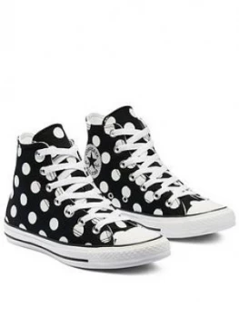 Converse Chuck Taylor All Star Polka Hi-Tops - Black/White, Size 7, Women