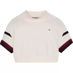 Tommy Hilfiger Global Stripe Mock Neck Top S/S - White