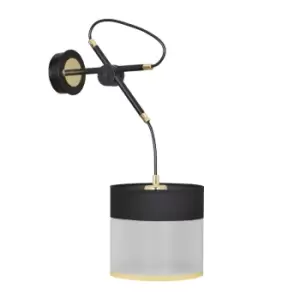 Monolit Black Wall Lamp with Black, Gold Fabric Shades, 1x E-27