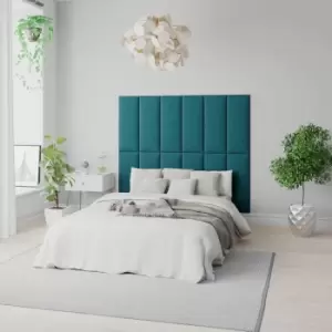 Aspire Easymount Wall Mounted Upholstered Panels Modular Diy Headboard In Plush Velvet Fabric Emerald (pack Of 2)