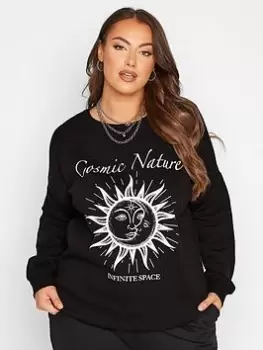 Yours Astrology Sweatshirt - Black, Size 20, Women