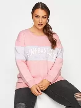 Yours Logo Varsity Sweatshirt - Pink, Size 26-28, Women