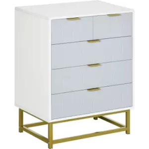 HOMCOM Accent Chest of Drawers, 5-Drawer Storage Organizer Unit for Bedroom - White