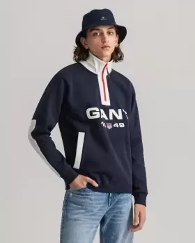 GANT Men Retro Logo Half-Zip Sweatshirt (S) Blue