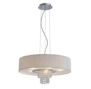 Ceiling Pendant with White Shade 6 Light Polished Chrome, Crystal