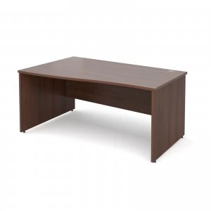 Maestro 25 PL Left Hand Wave Desk 1600mm - Walnut Panel Leg Design