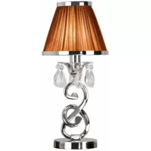 Esher Luxury Small Table Lamp Nickel Crystal Brown Shade Traditional Bulb Holder