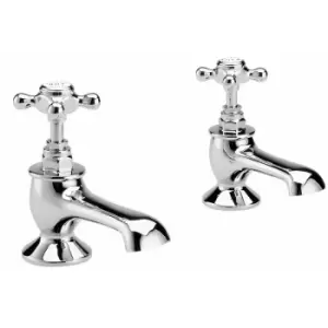 Topaz Hexagonal Crosshead Basin Taps Pair - Chrome - Hudson Reed